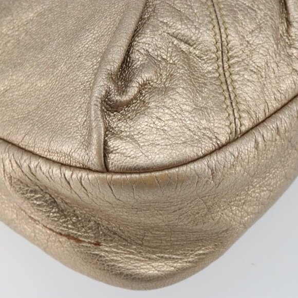 Authentic Salvatore Ferragamo Vala Shoulder Bag Leather Beige Gold - Picture 16 of 16